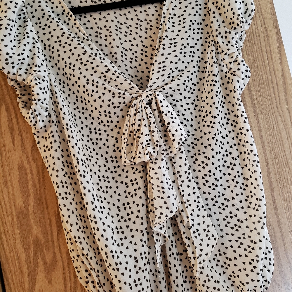 Max Studio Cream Heart Print Shirt
